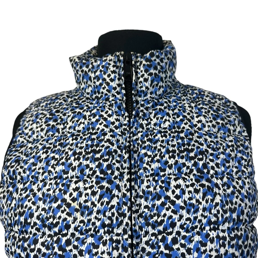J. Crew Factory S Blue Black Animal Print Puffer Vest